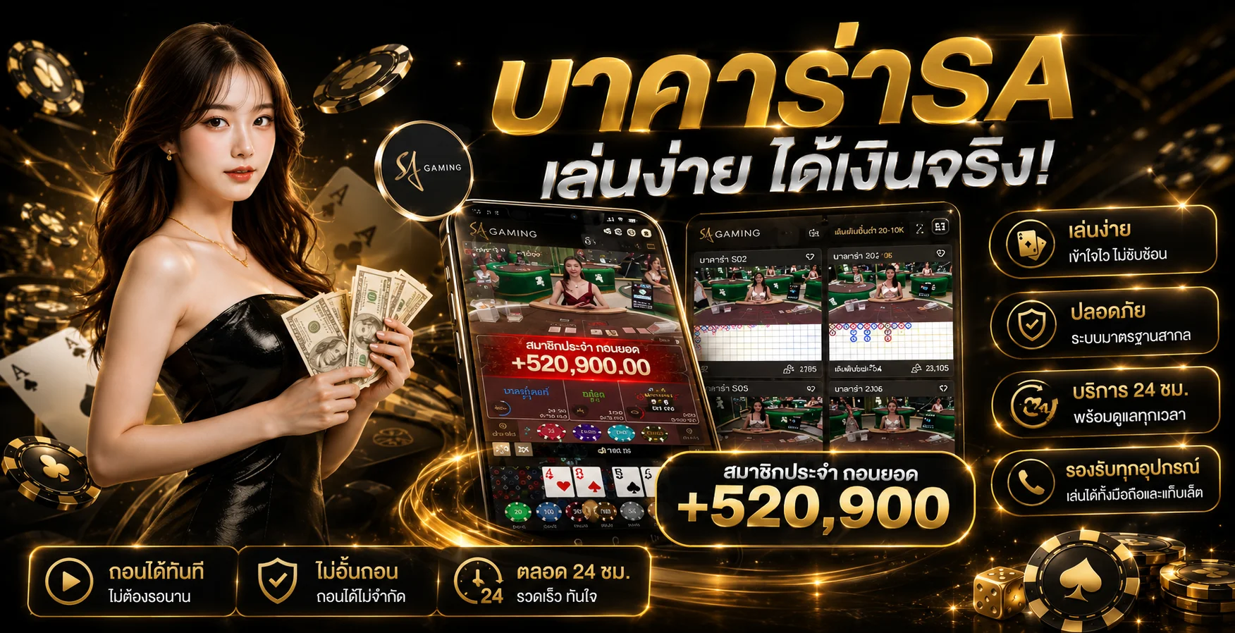 คาสิโนสด บาคาร่าออนไลน์ ดีลเลอร์สาวสวยจากค่าย SA AE Sexy